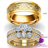 Zircon Gold Dragon Couple Ring