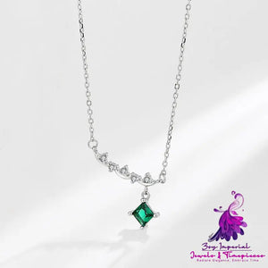 Sterling Silver Ladies Court Vintage Emerald Necklace