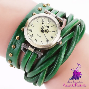 Personality Cowhide Dough-twist Retro Rivet Watch