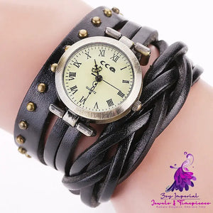 Personality Cowhide Dough-twist Retro Rivet Watch