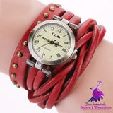 Personality Cowhide Dough-twist Retro Rivet Watch