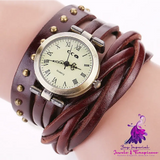 Personality Cowhide Dough-twist Retro Rivet Watch