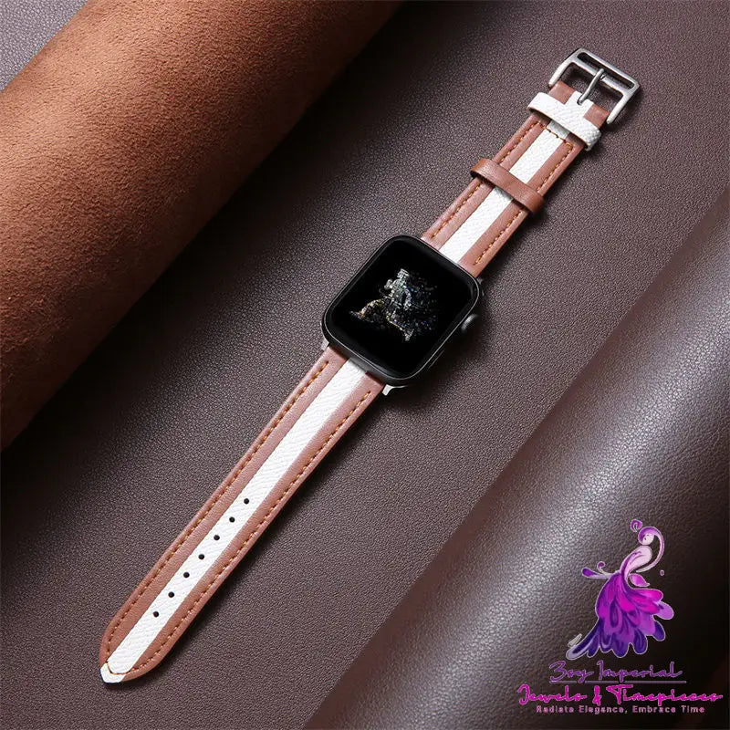 Flat Cowhide Leather Watch Wristband