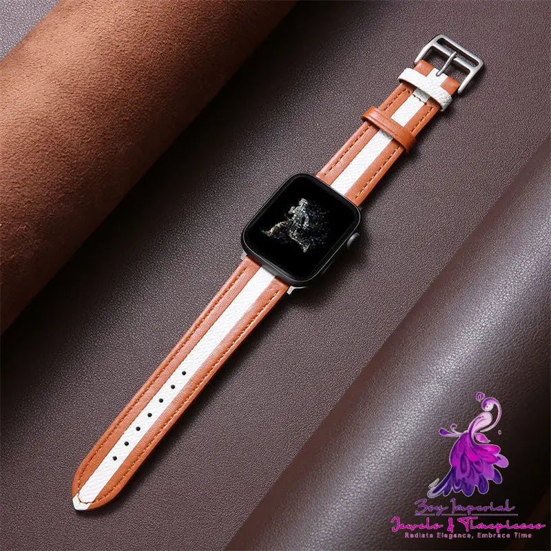 Flat Cowhide Leather Watch Wristband