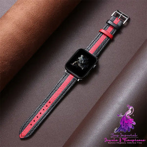 Flat Cowhide Leather Watch Wristband