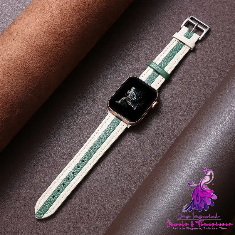 Flat Cowhide Leather Watch Wristband