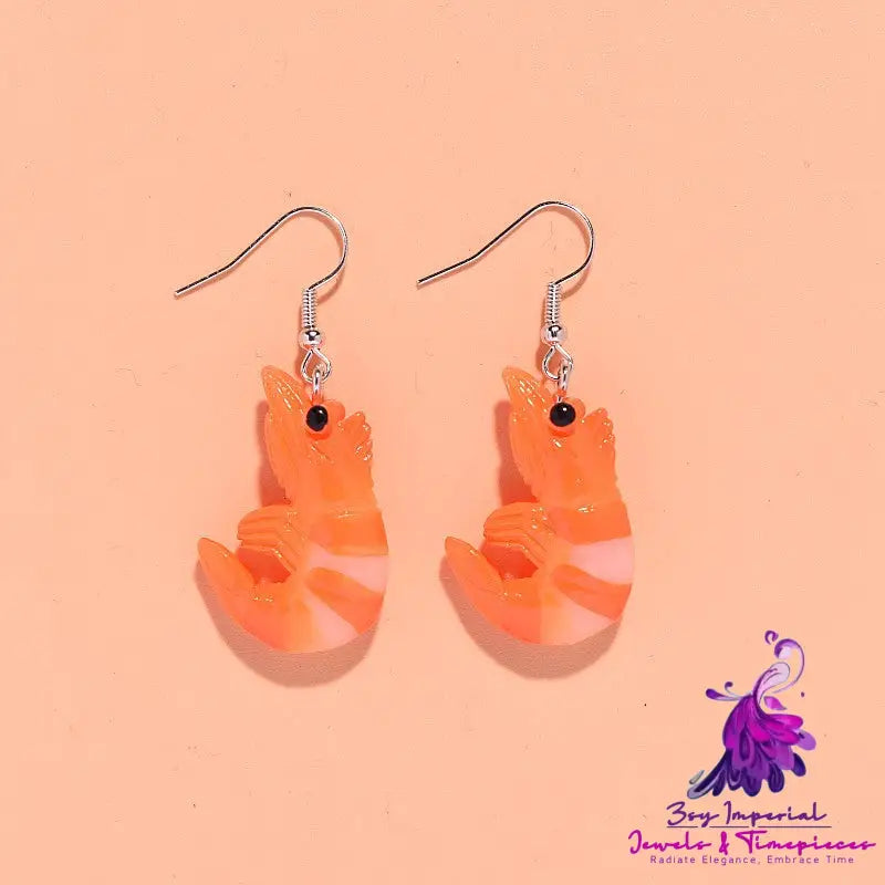 Resin Crayfish Earrings Funny Quirky Halloween Exaggerated