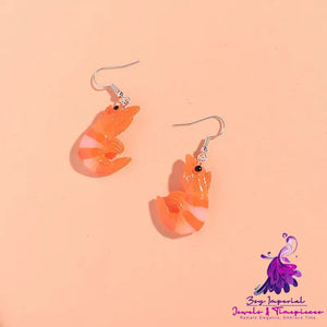 Resin Crayfish Earrings Funny Quirky Halloween Exaggerated