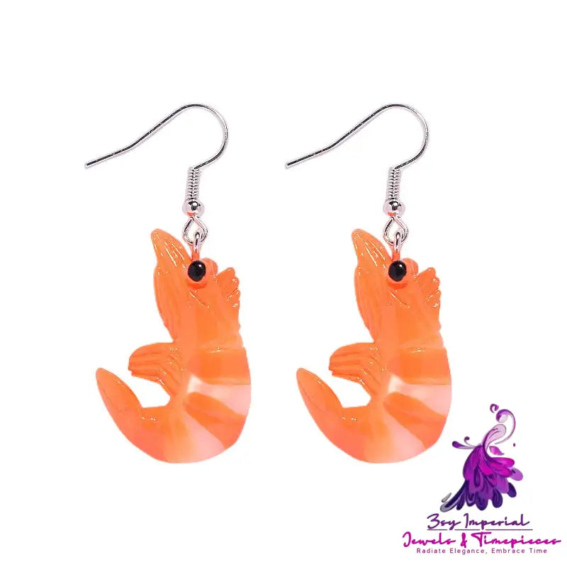 Resin Crayfish Earrings Funny Quirky Halloween Exaggerated