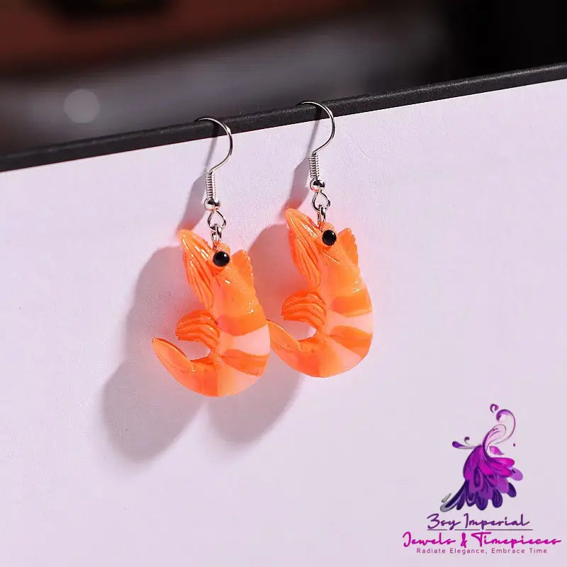 Resin Crayfish Earrings Funny Quirky Halloween Exaggerated