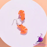 Resin Crayfish Earrings Funny Quirky Halloween Exaggerated