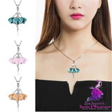 Creative Dancing Girl With Diamond Pendant Necklace