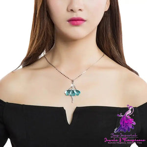 Creative Dancing Girl With Diamond Pendant Necklace