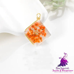 Dried Flower Glass Pendant