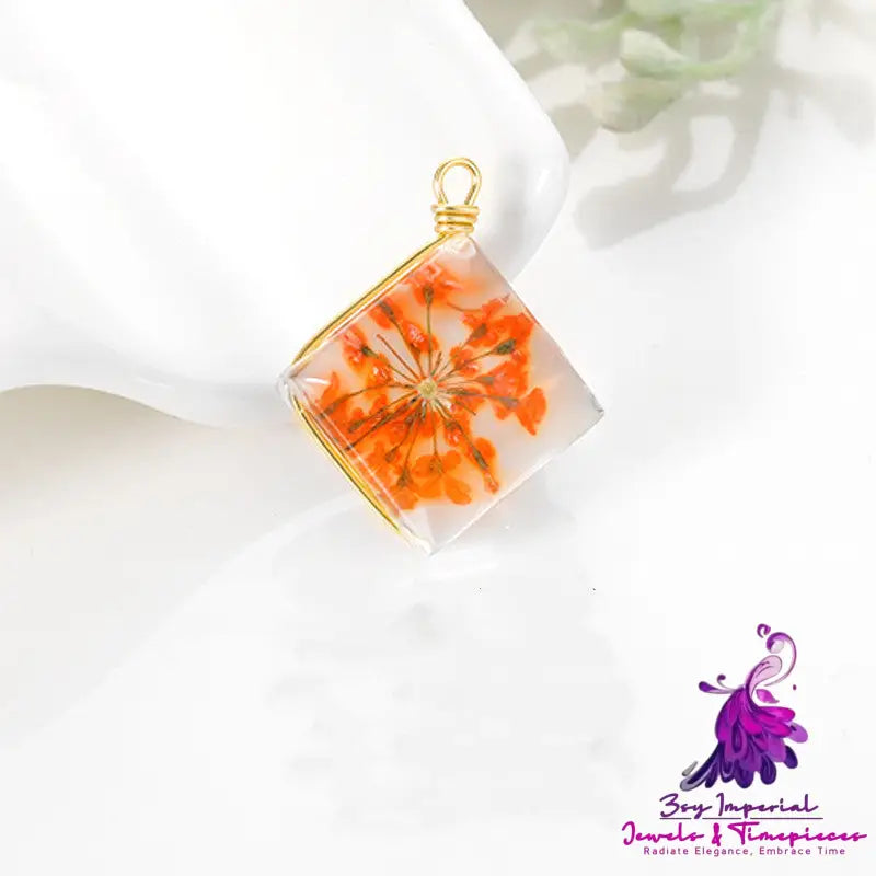 Dried Flower Glass Pendant