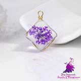 Dried Flower Glass Pendant