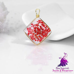 Dried Flower Glass Pendant