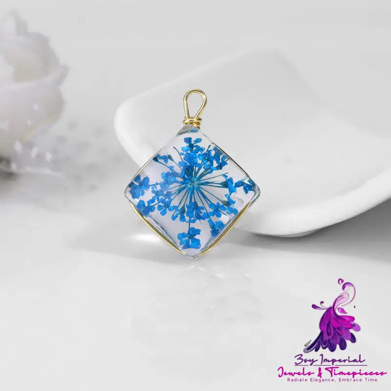 Dried Flower Glass Pendant