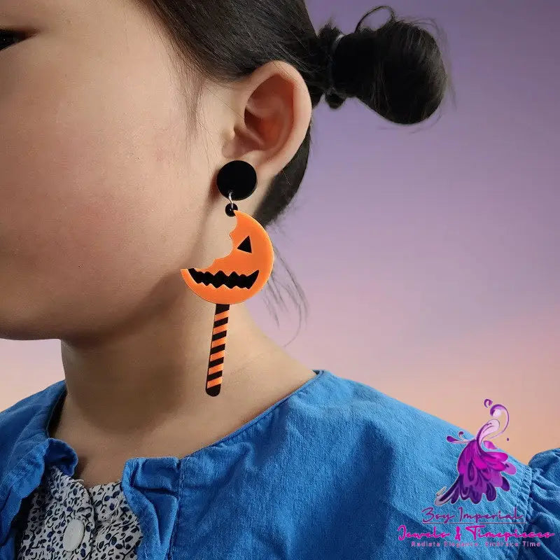 Fashion Creative Halloween Pumpkin Stick Earrings