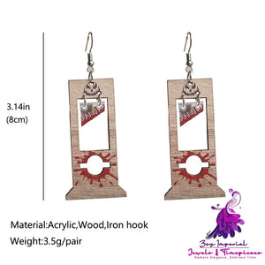 Guillotine Bloodstained Wood Earrings