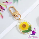 Dry Flower Keychain with Natural Pendant