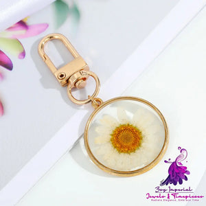 Dry Flower Keychain with Natural Pendant