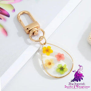 Dry Flower Keychain with Natural Pendant