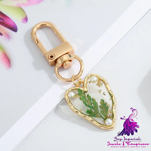 Dry Flower Keychain with Natural Pendant