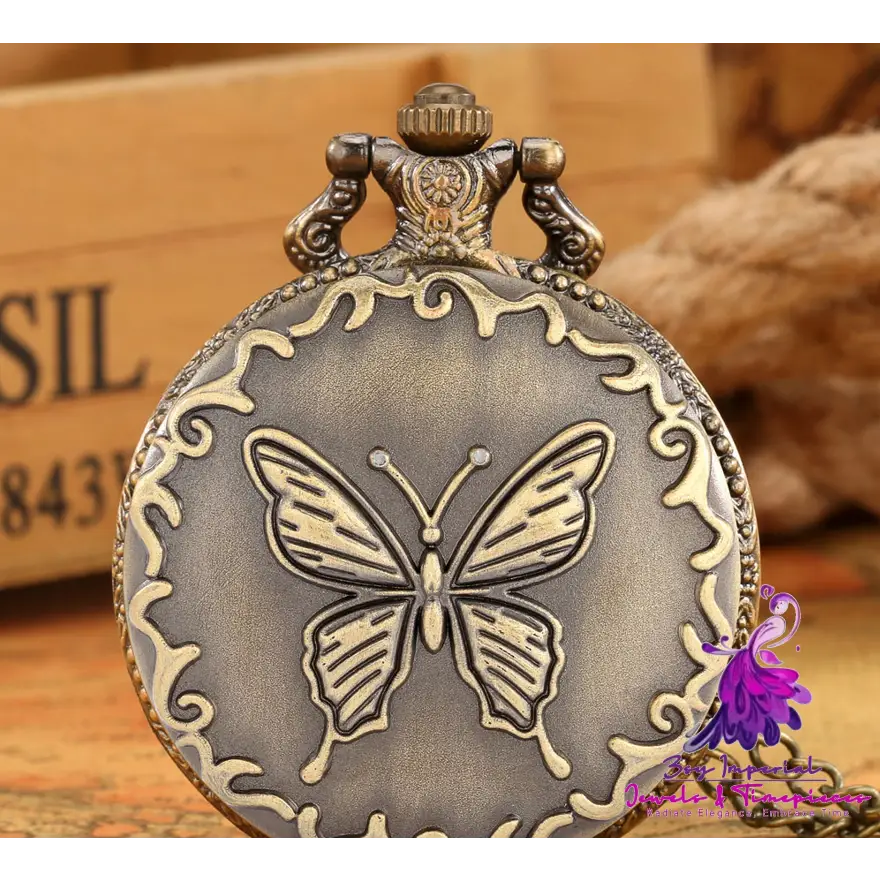 Hollow Butterfly Pocket Watch