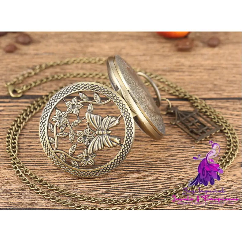 Hollow Butterfly Pocket Watch