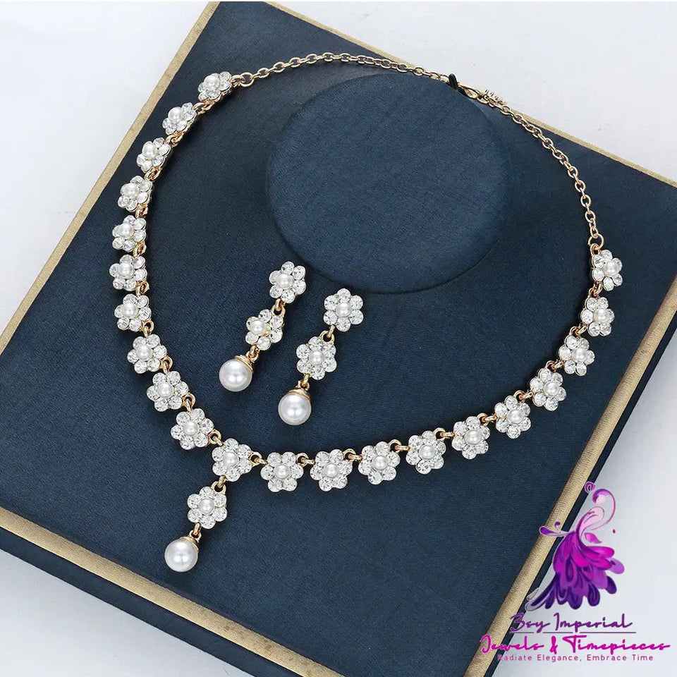 Creative Pearl Necklace Earrings Jewelry Set