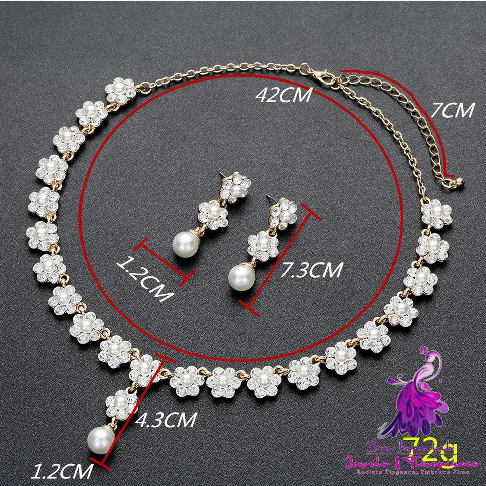 Creative Pearl Necklace Earrings Jewelry Set