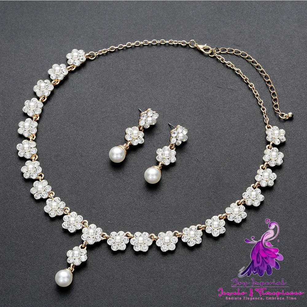 Creative Pearl Necklace Earrings Jewelry Set