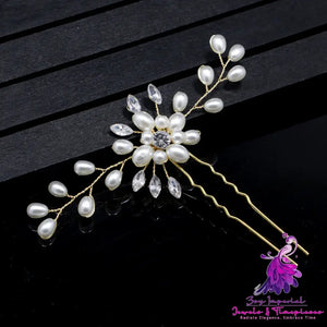 Handmade Pearl Crystal Wedding Hairpin