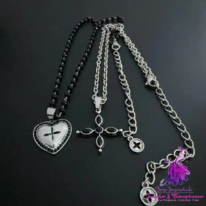 Distressed Heart Cross Necklace