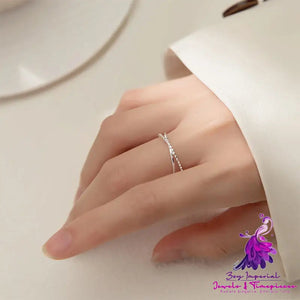 Cross Double Line Ring For Female