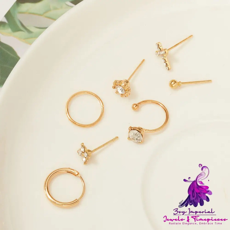 Cross Sun Lock Earrings Set