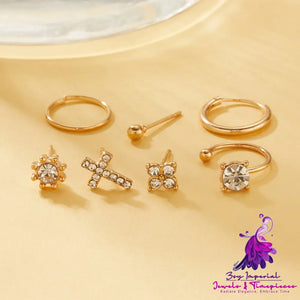 Cross Sun Lock Earrings Set