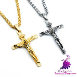 Cross Necklace For Men With Flower Basket 60cm Keel Chain