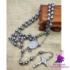 Rosary Necklace Cross Gold And Silver