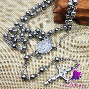 Rosary Necklace Cross Gold And Silver