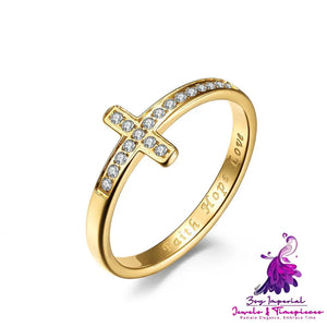 Cross Diamond-studded Ring