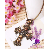 Retro Noble Cross Inlaid Gem Necklace