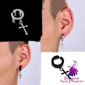 Cross Zircon Magnet Stud Earring