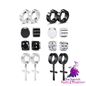 Cross Zircon Magnet Stud Earring