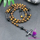 Natural Stone Cross Pendant Necklace