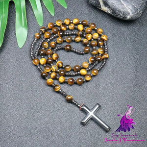 Natural Stone Cross Pendant Necklace