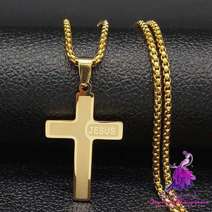 Popular Titanium Steel Cross Pendant Snake Bones Chain