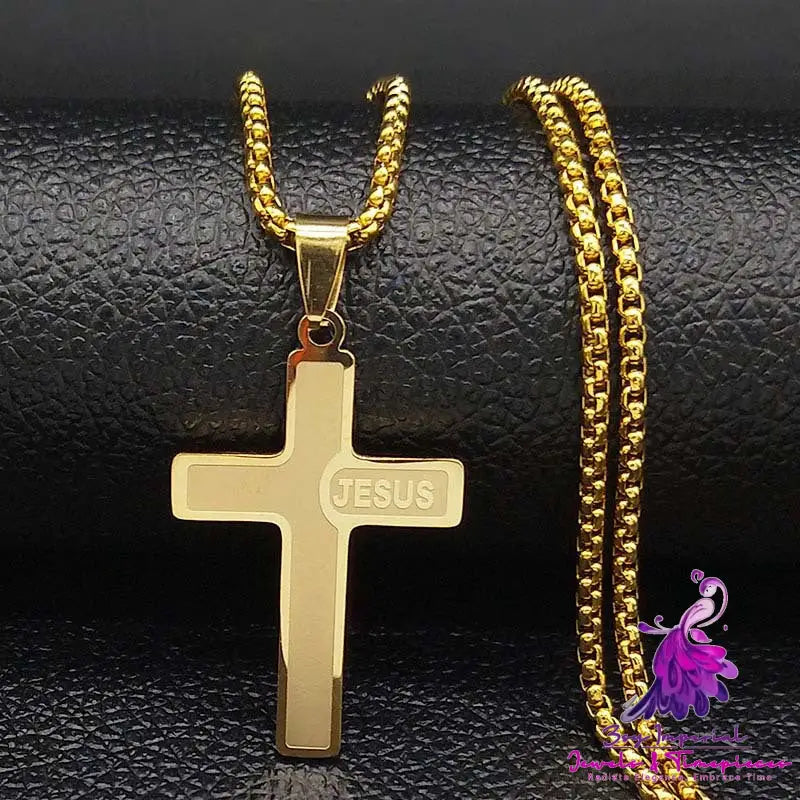 Popular Titanium Steel Cross Pendant Snake Bones Chain