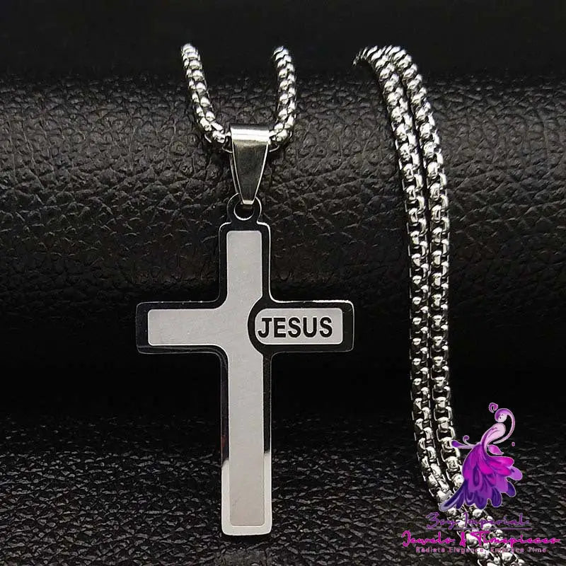 Popular Titanium Steel Cross Pendant Snake Bones Chain